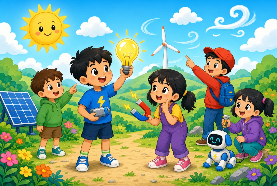 Anak-anak belajar energi dan listrik